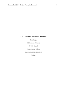 Lab 1 – Product Description Document