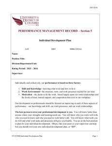 PERFORMANCE MANAGEMENT RECORD – Section 5  Individual Development Plan