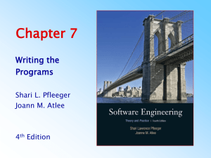 Chapter 7 Writing the Programs Shari L. Pfleeger