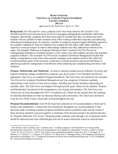Baylor University Task Force on Academic Program Enrollment Executive Summary 2013-14