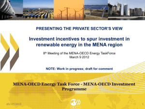 Investment incentives to spur investment in PRESENTING THE PRIVATE SECTOR’S VIEW