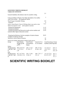 SCIENTIFIC WRITING BOOKLET TABLE OF CONTENTS 2-3