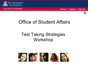 Office of Student Affairs Test Taking Strategies Workshop