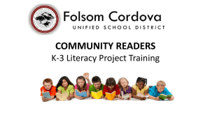 COMMUNITY READERS K-3 Literacy Project Training