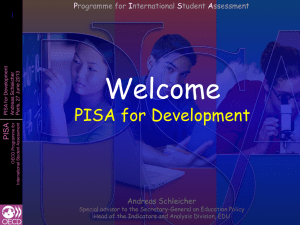 Welcome 1 PISA for Development PISA