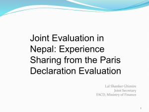 Joint Evaluation in Nepal: Experience Sharing from the Paris Declaration Evaluation