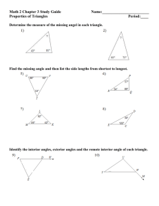 Math 2 Chapter 3 Study Guide     ... Properties of Triangles