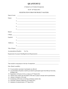 QUANTUM’12 REGISTRATION FORM FOR PROJECT MASTERS