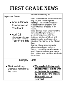 First Grade News  April 4 Dinner Important Dates: