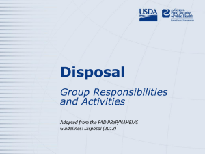 Disposal Group Responsibilities and Activities Adapted from the FAD PReP/NAHEMS