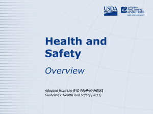 Health and Safety Overview Adapted from the FAD PReP/NAHEMS