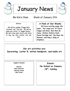 January News Ms Kim’s Class Week of January 11th