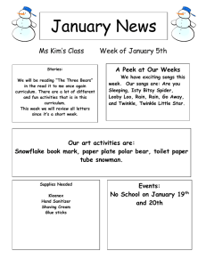 January News Ms Kim’s Class Week of January 5th