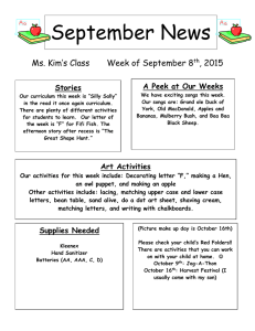 September News Ms. Kim’s Class Week of September 8 , 2015