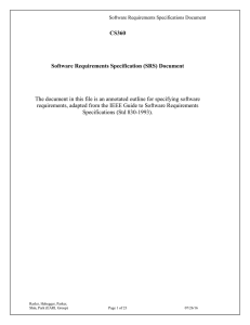 CS360  Software Requirements Specification (SRS) Document