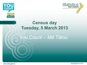 – Mā Tātou You Count Census day Tuesday, 5 March 2013