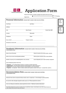 Application Form Personal Information