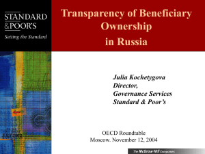 Transparency of Beneficiary Ownership in Russia Julia Kochetygova