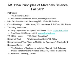 MS115a Principles of Materials Science Fall 2011