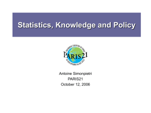 Statistics, Knowledge and Policy Antoine Simonpietri PARIS21 October 12, 2006