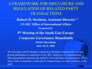 A FRAMEWORK FOR DISCLOSURE AND REGULATION OF RELATED PARTY TRANSACTIONS