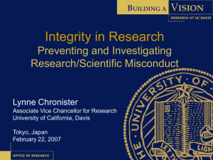 Integrity in Research V Preventing and Investigating Research/Scientific Misconduct