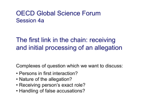 OECD Global Science Forum The first link in the chain: receiving