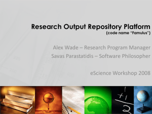 Research Output Repository Platform Alex Wade – Research Program Manager