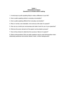 TOPIC 1 SPEAKING IN PUBLIC Questions to consider before reading