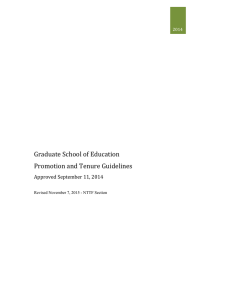Graduate School of Education Promotion and Tenure Guidelines Approved September 11, 2014 2014