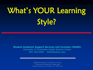What’s YOUR Learning Style? Student Academic Support Services and Inclusion (SASSI)