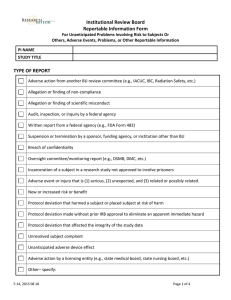 Institutional Review Board Reportable Information Form
