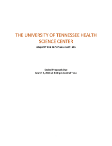THE UNIVERSITY OF TENNESSEE HEALTH SCIENCE CENTER REQUEST FOR PROPOSAL# 10051929