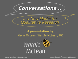 Conversations .. .. a New Model for Qualitative Research A presentation by