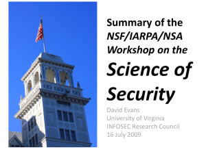 Science of Security Summary of the NSF/IARPA/NSA