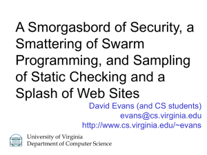 A Smorgasbord of Security, a Smattering of Swarm Programming, and Sampling