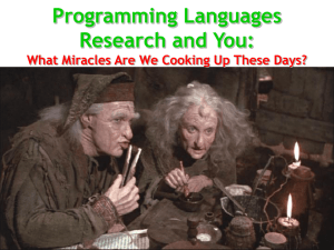 Programming Languages Research and You: #1