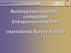 Building Internationally- comparable Entrepreneurship Data nternational Survey Activity