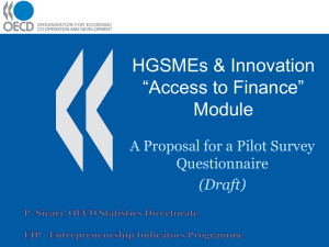 HGSMEs &amp; Innovation “Access to Finance” Module A Proposal for a Pilot Survey