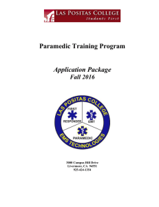 Paramedic Training Program Application Package Fall 2016
