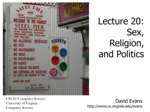 Lecture 20: Sex, Religion, and Politics
