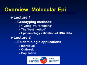 Overview: Molecular Epi Lecture 1 Lecture 2 Genotyping methods: