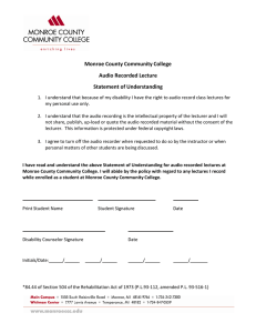 Monroe County Community College Audio Recorded Lecture Statement of Understanding