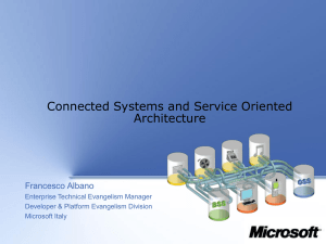 Connected Systems and Service Oriented Architecture Francesco Albano Enterprise Technical Evangelism Manager