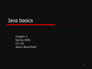 Java basics Chapter 2 Spring 2005 CS 101