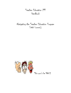 Teacher Education 211 Handbook Navigating the Teacher Education Program