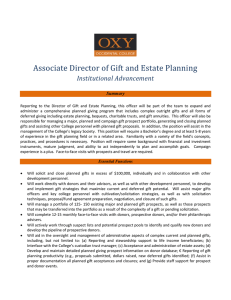 Associate Director of Gift and Estate Planning Institutional Advancement  Summary