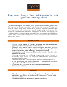 Programmer Analyst - Systems Integration Specialist Information Technology Services