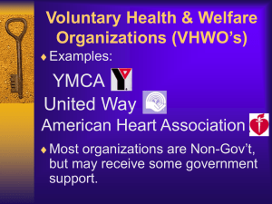 YMCA United Way Voluntary Health &amp; Welfare Organizations (VHWO’s)