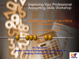Improving Your Professional Accounting Skills Workshop Investment Services